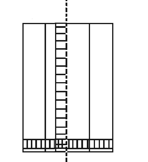 袋中央部が背貼りの根元の説明図