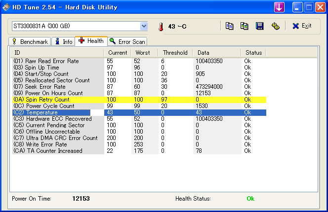HDD�̗򉻂������m�邽�߂̃\�t�gHDDTune